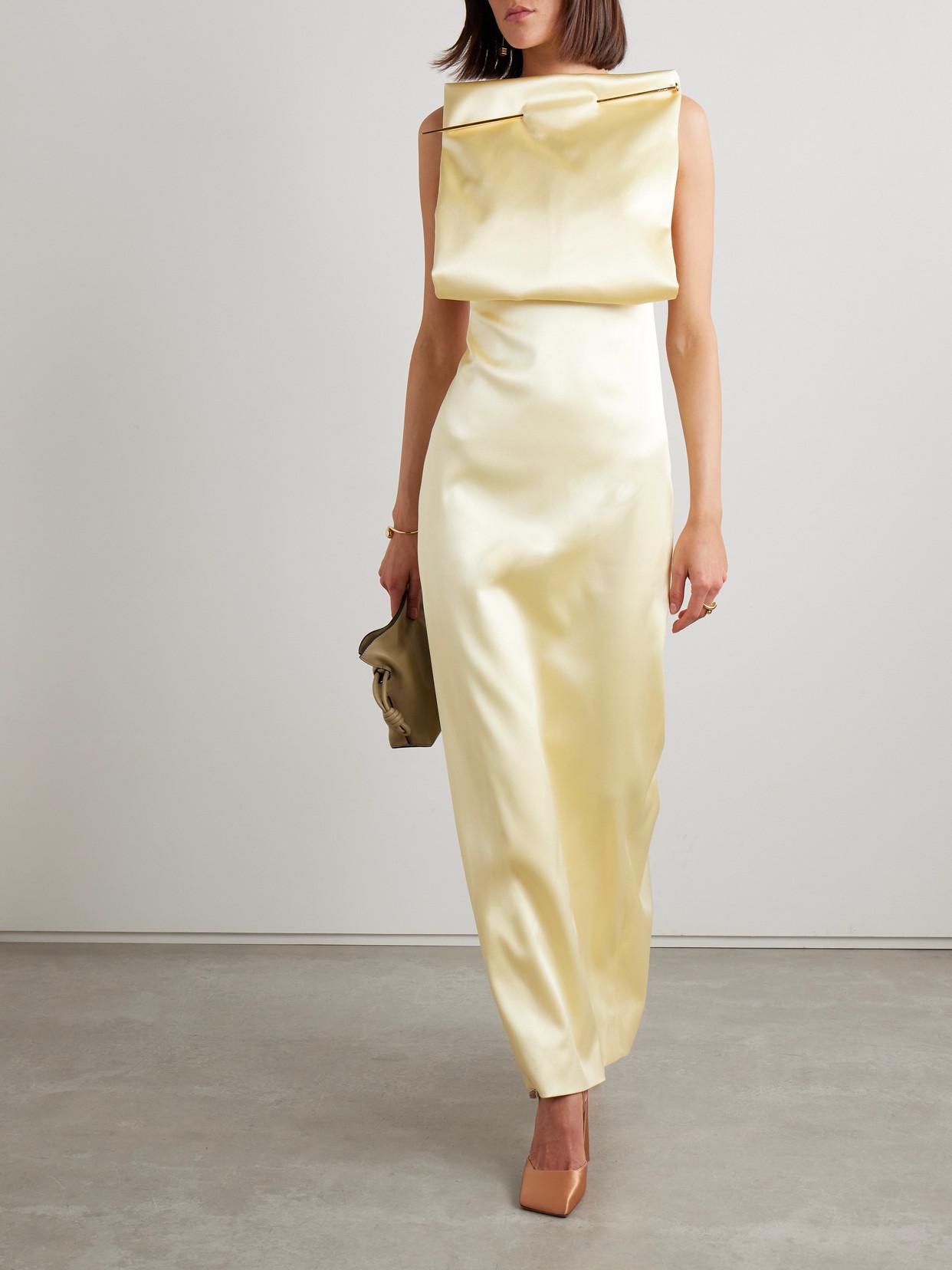 loewe open back dress LOEWE Embellished Open-back Draped Jersey Gown - Women - Black Dresses