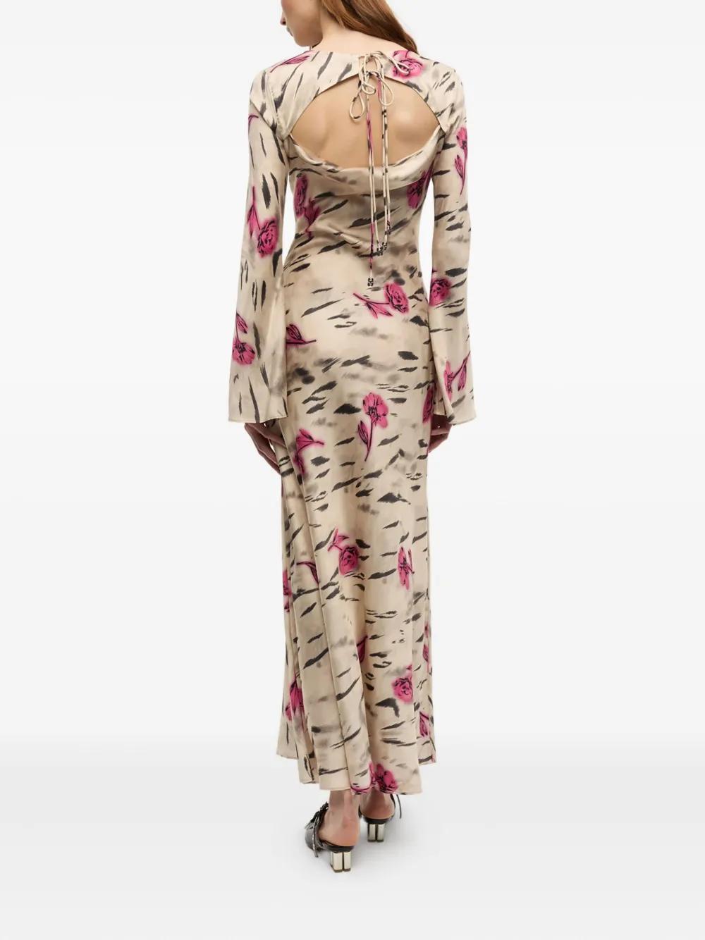 GANNI Floral-print Midi Dress - Neutrals | endource