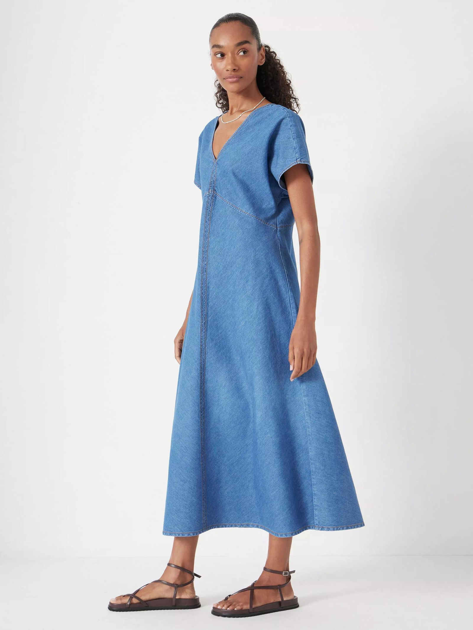 hush blue dress Satin Printed Midi Shirt Dress
