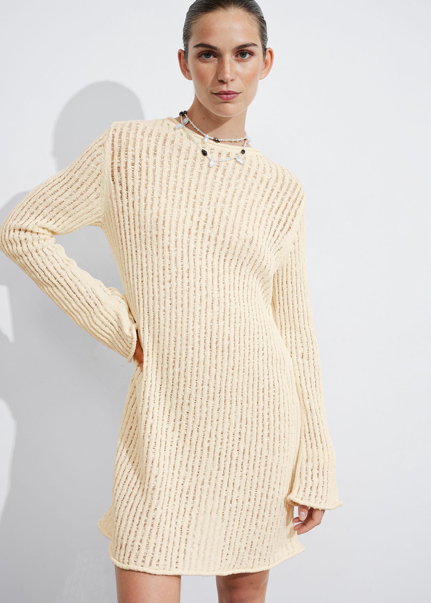 knee length dresses for ladies Lidia Rib Knit A-Line Mini Dress in scarlet red main image 1