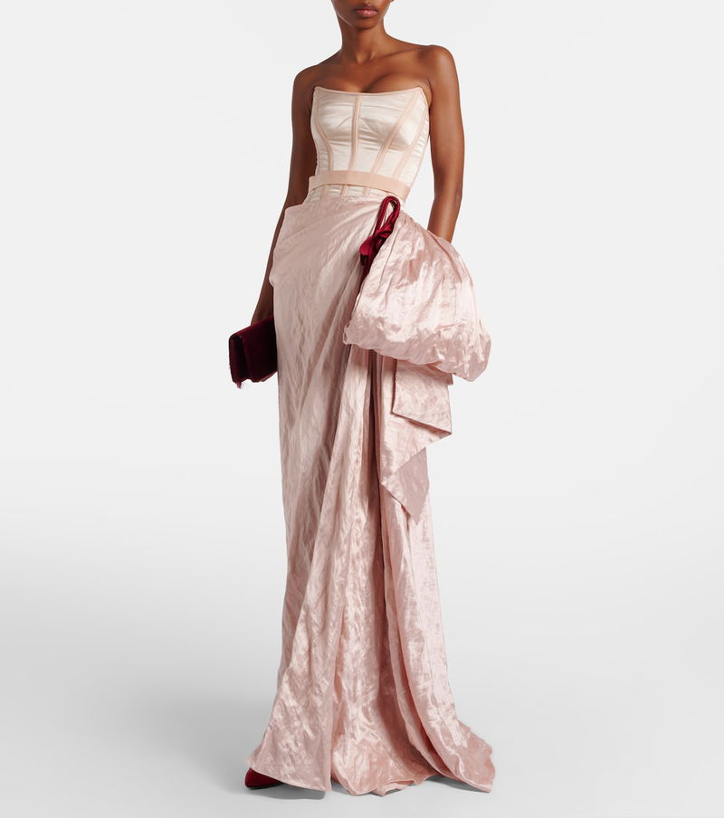 ERDEM Floral-Appliqu Draped Satin Gown | endource