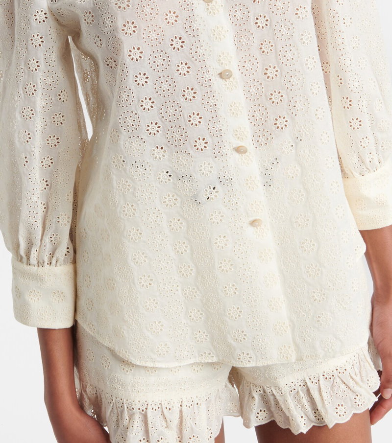 Valentino cream-colored blouse with floral lace detailing