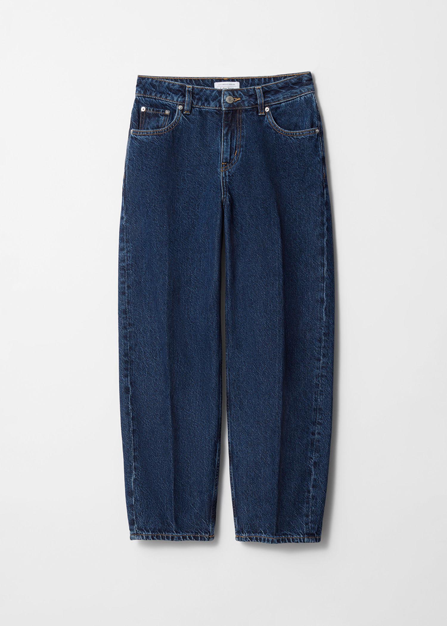 Risen Slouchy Cropped Barrel Jeans With Cuffed Hem