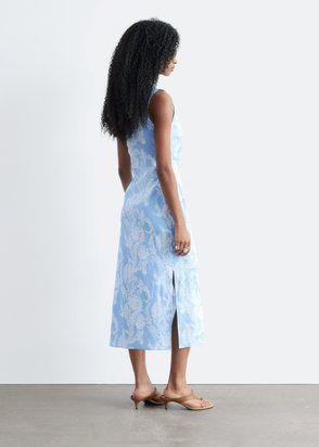 TED BAKER Ivena Asymmetric Knit Bodice Satin Skirt Midi Dress | endource