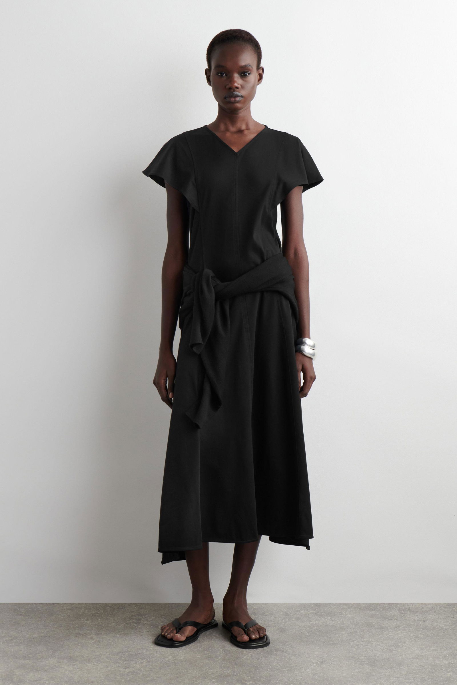 pleated petal dress cos COS Petal Mini Dress in Grey