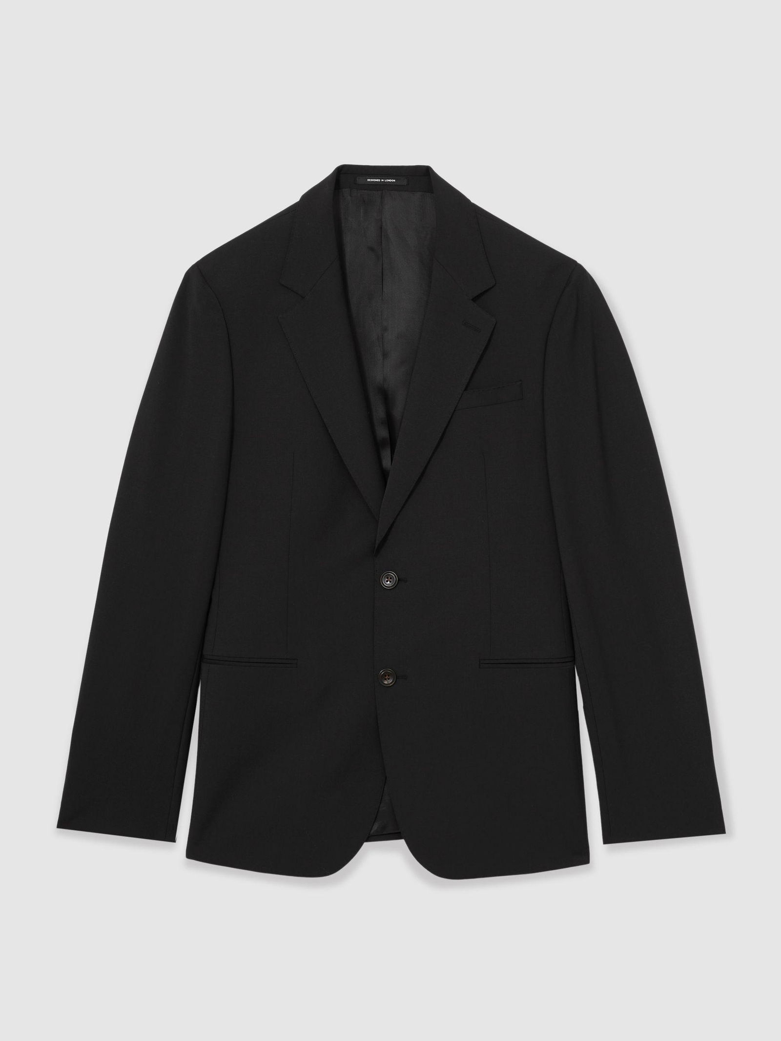 Pledge Suits REISS Promise Wool-Blend Single-Breasted Suit Blazer Slim-Fit in Black ...