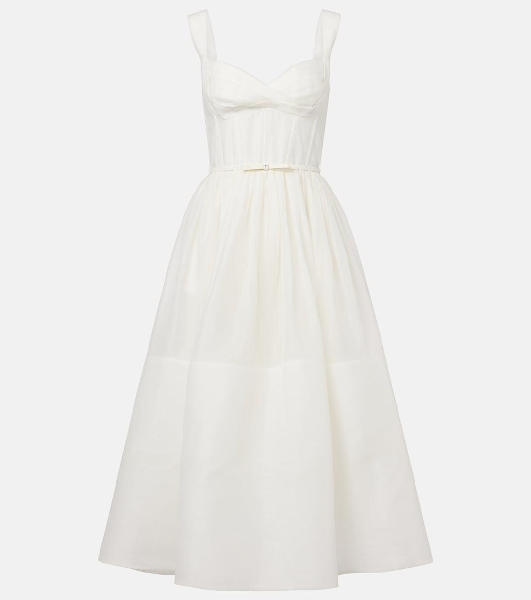 ZIMMERMANN Dawning Linen And Silk Midi Dress | endource