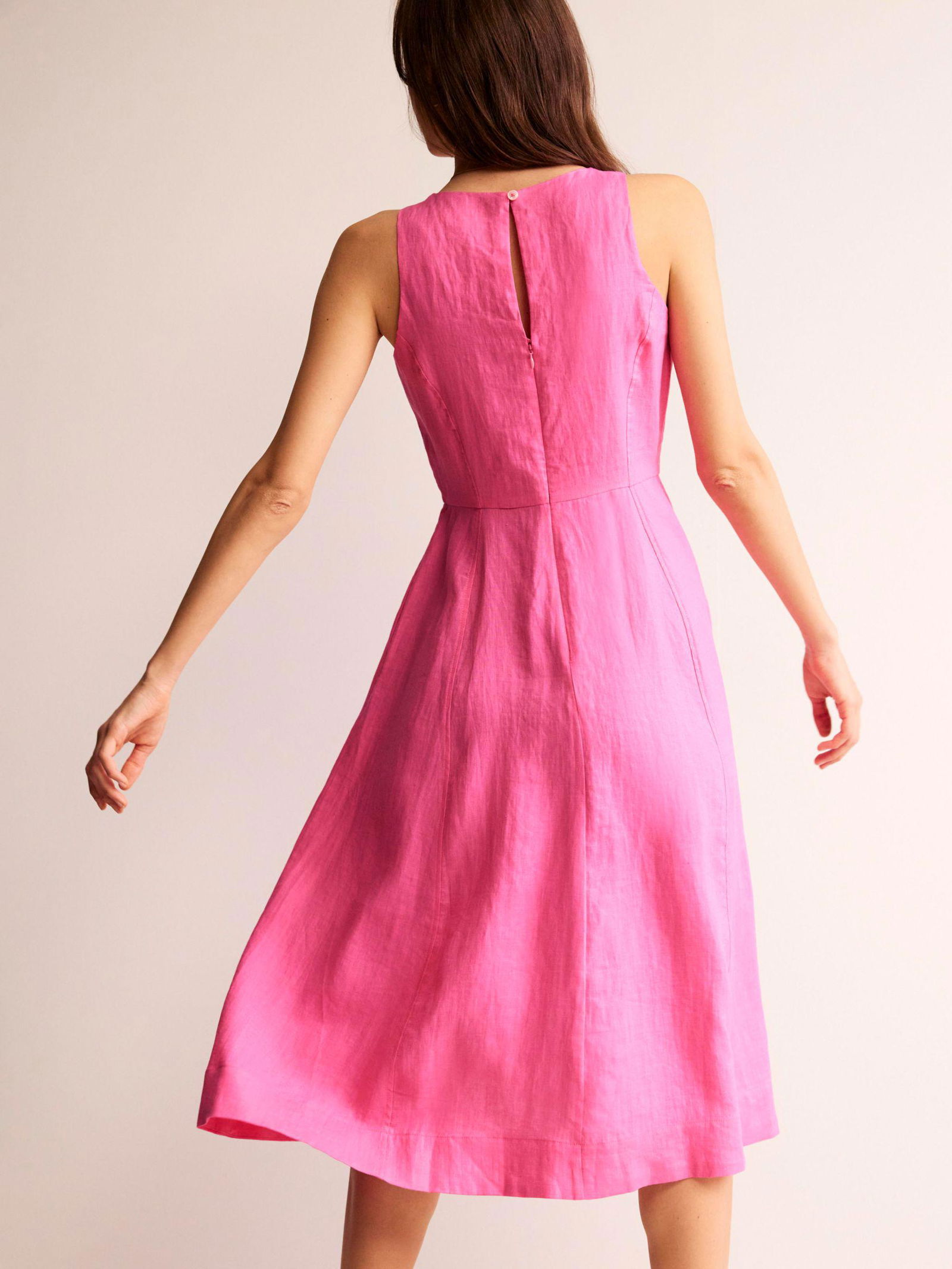 knee length dresses for ladies BLACK LINEN SQUARE NECK MIDI DRESS – Carla Zampatti