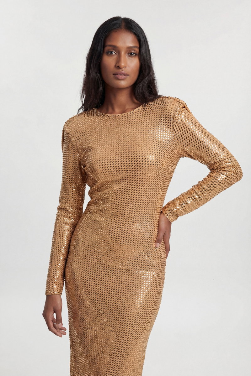 KAREN MILLEN Petite Crystal Embellished Cowl Back Maxi Dress | endource