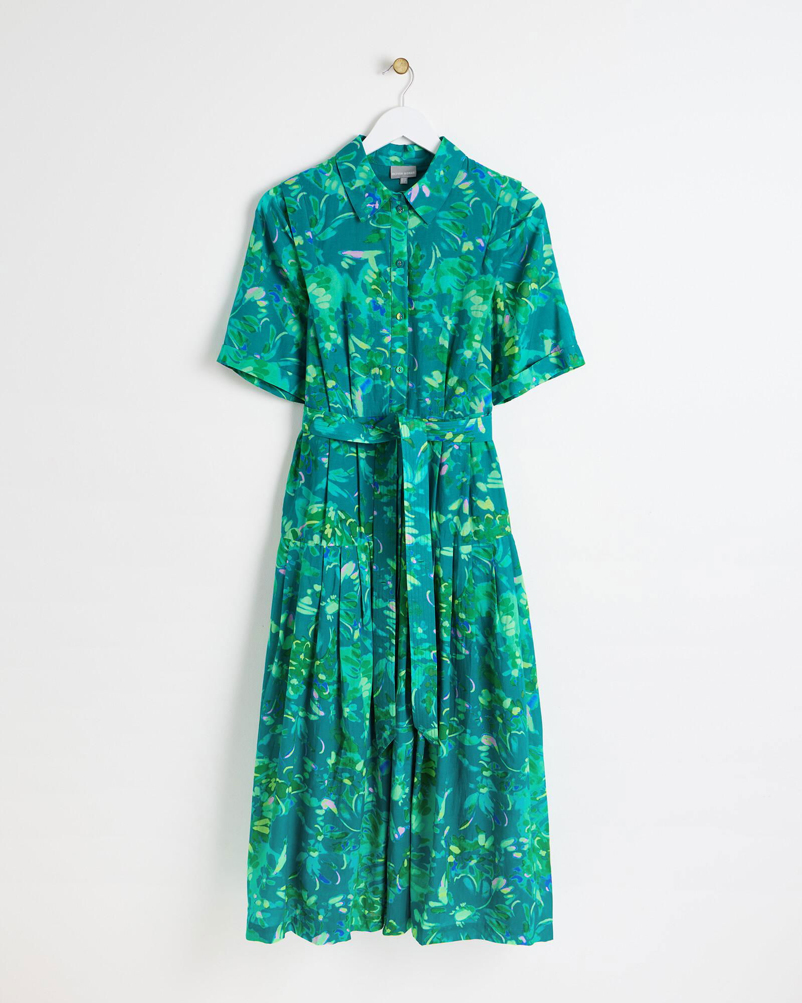 Oliver Bonas pea green corduroy zip up mink dress small UK 8 vgc