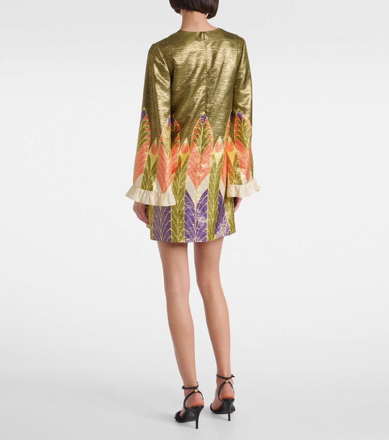 Valentino mini dress, back view, leafy floral print