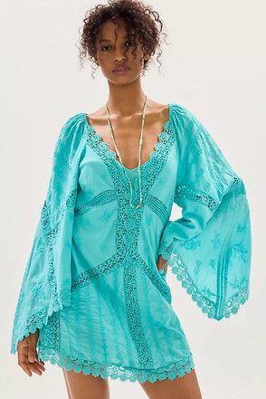 free people wildflower embroidered dress Sweetheart Puff Sleeve Embroidered Mini Dress in Lilac
