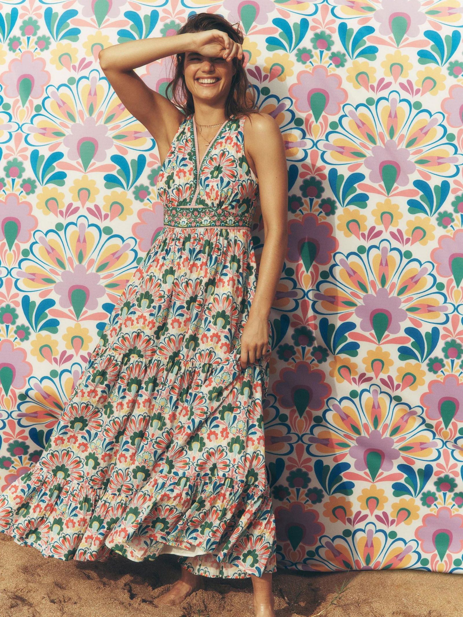 30% off BODEN Serena Geometric Tie Maxi Dress