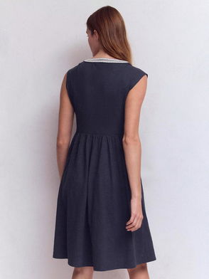 green emerald velvet dress Cathy Notch Neck Jersey Dress-Tourmaline Blue main image 0