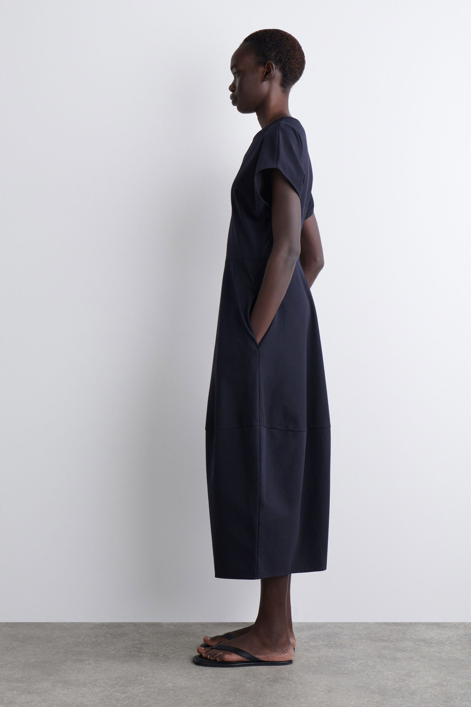 cos dress dark blue Floaty Asymmetric Midi Dress