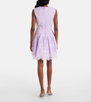 SELF-PORTRAIT Grosgrain-Trimmed Corded Lace Mini Dress | endource