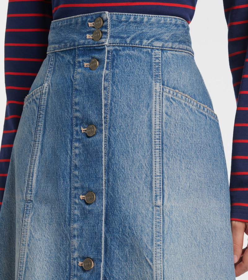 Valentino blue denim skirt with button details