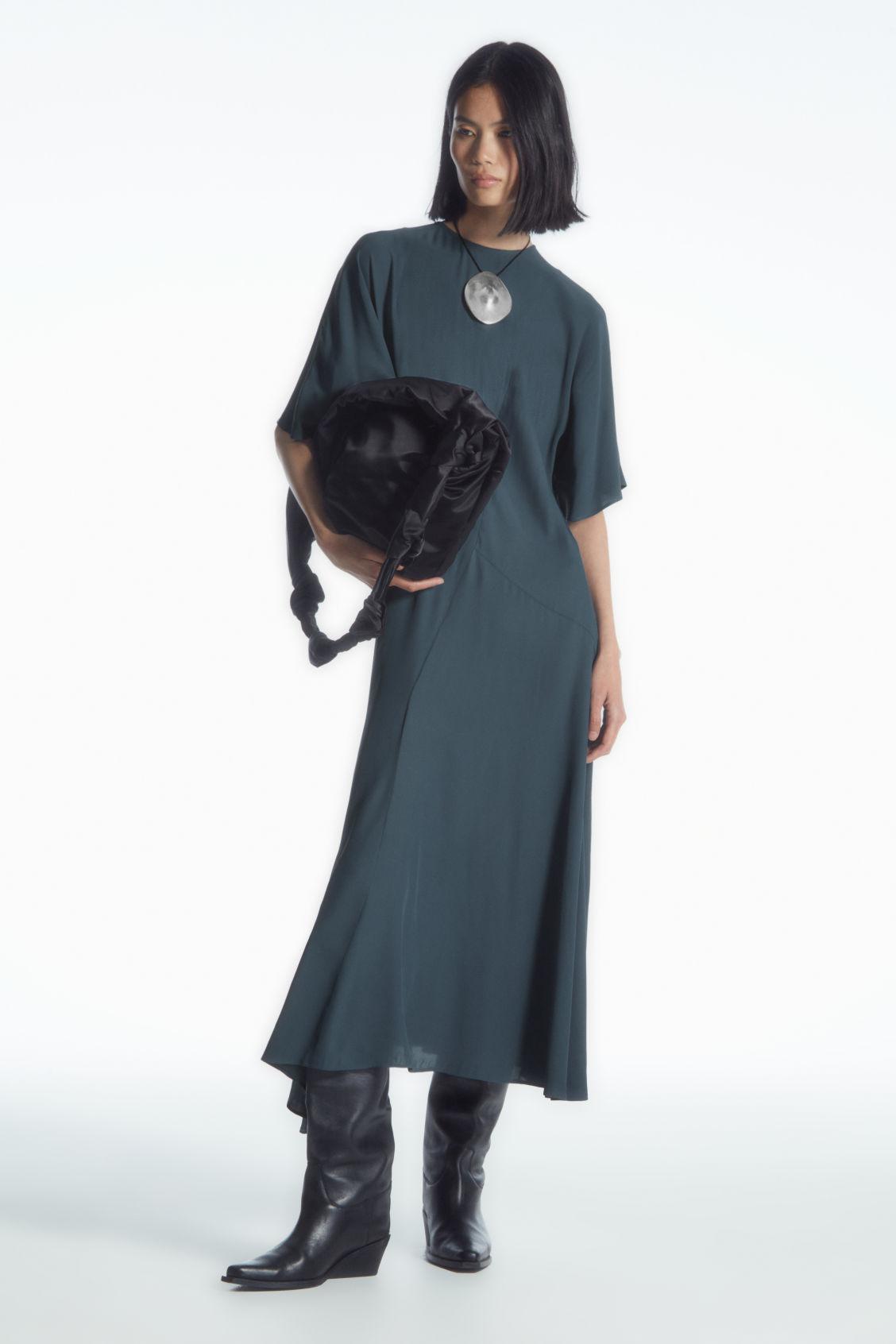 COS Asymmetric Draped Midi Dress | endource