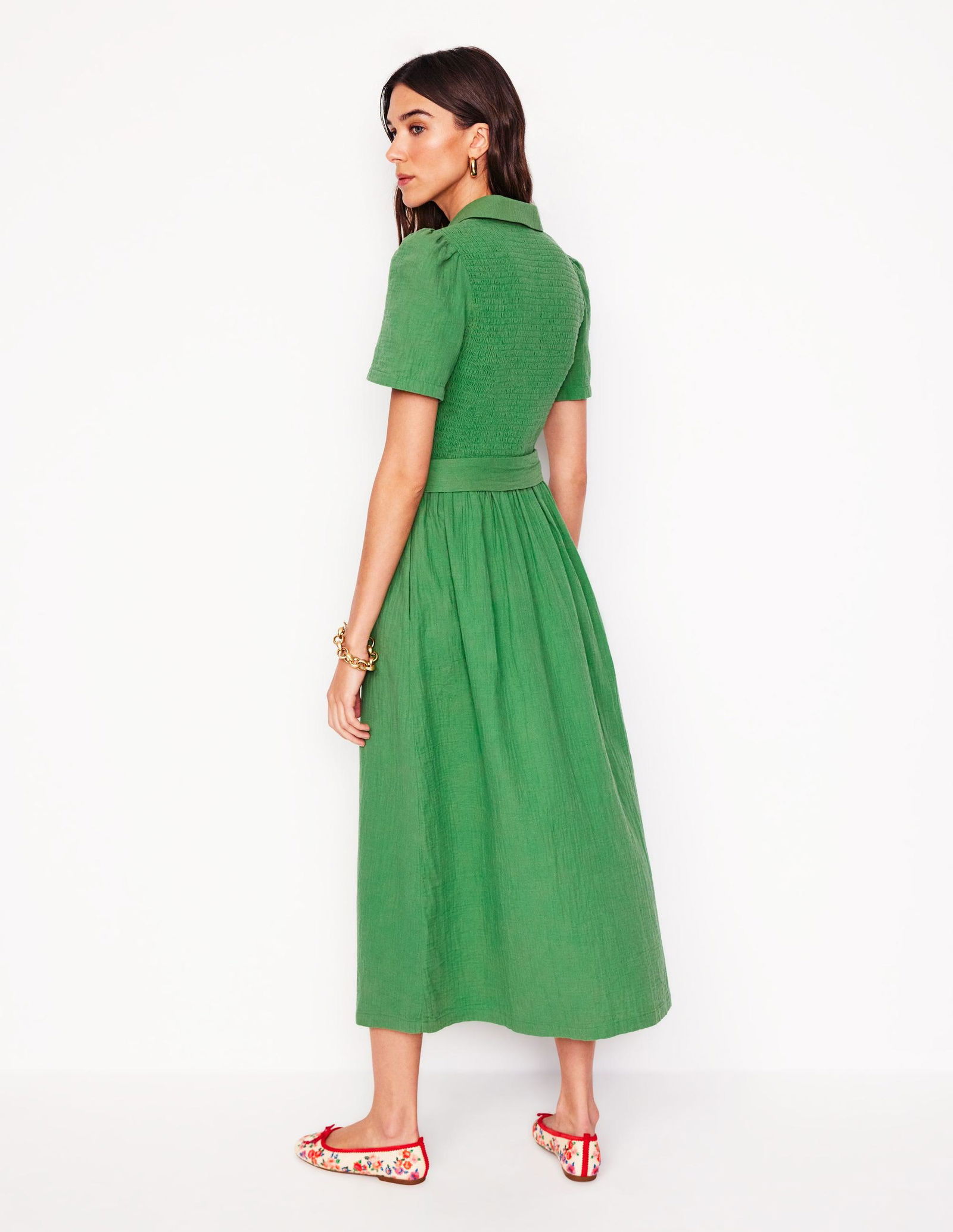 white christmas dresses Denim Seamed Midi Dress in Medium Wash S main image 1