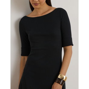 LAUREN RALPH LAUREN Buckle-Trim Rib-Knit Midi Dress | endource
