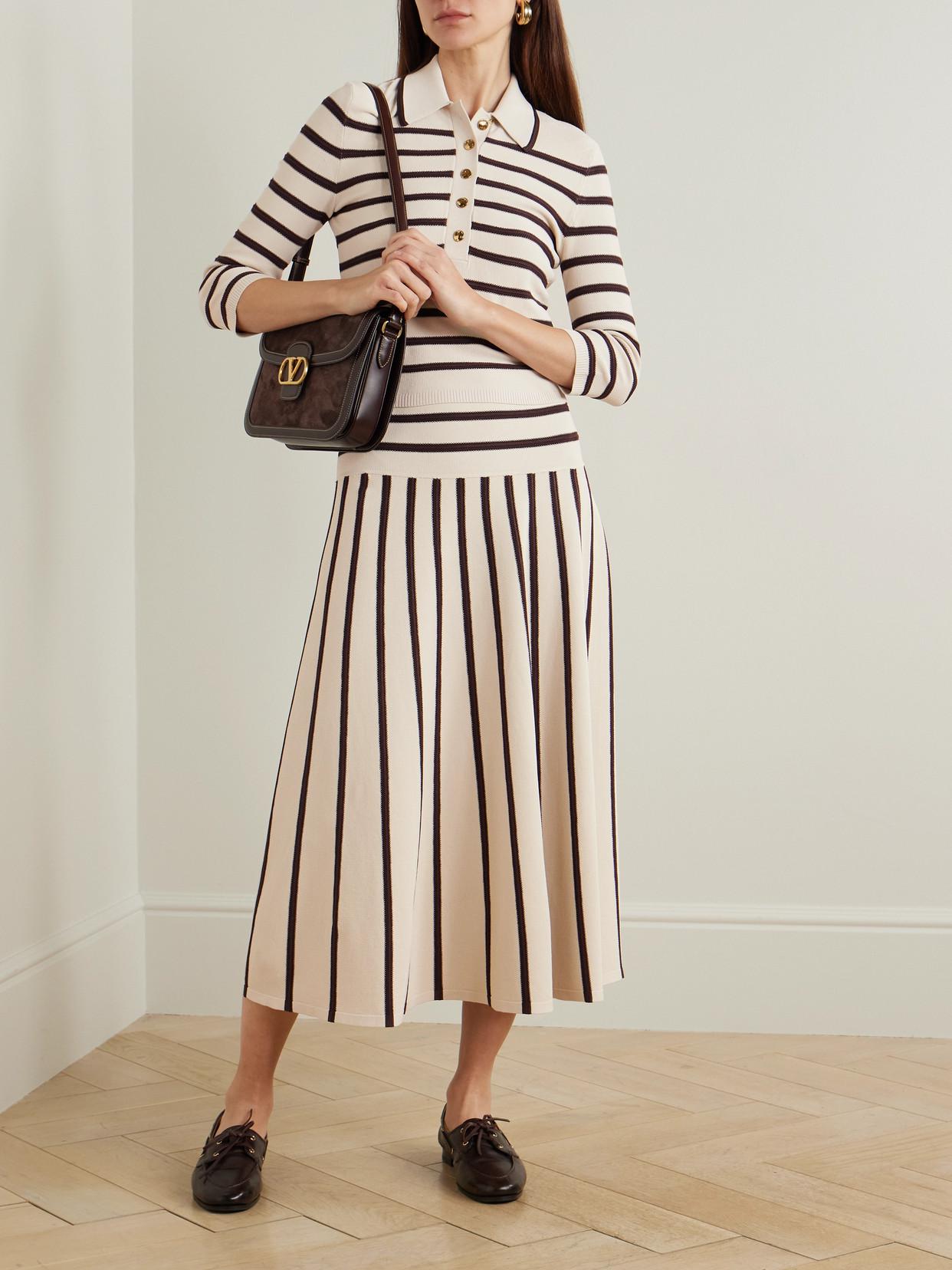 ZIMMERMANN Illuminate Striped Knitted Midi Skirt | endource