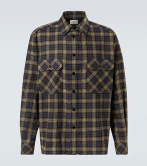 Dark gray and yellow plaid flannel shirt, Saint Laurent