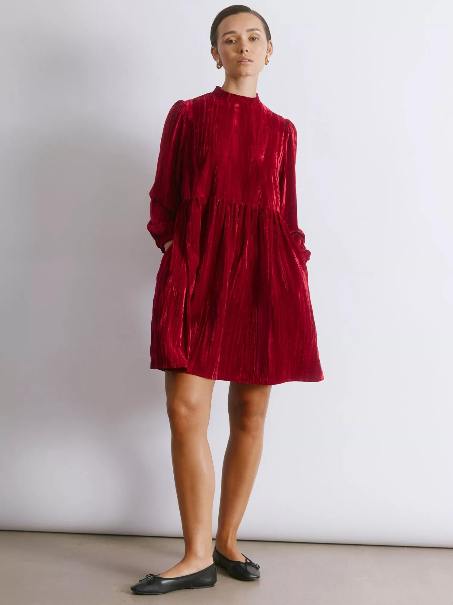 ALBARAY High Neck Crushed Velvet Mini Dress | endource