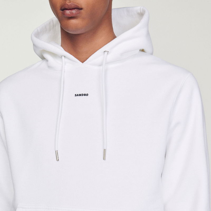 White SANDRO hooded sweatshirt with drawstring.