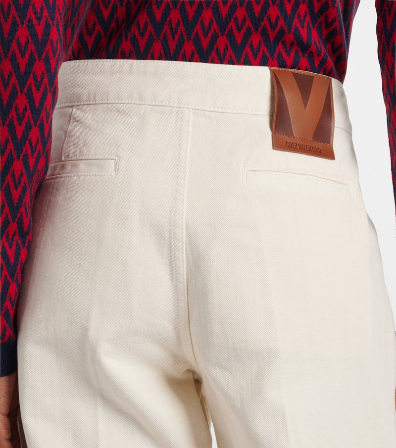 Valentino corduroy trousers with a leather logo patch
