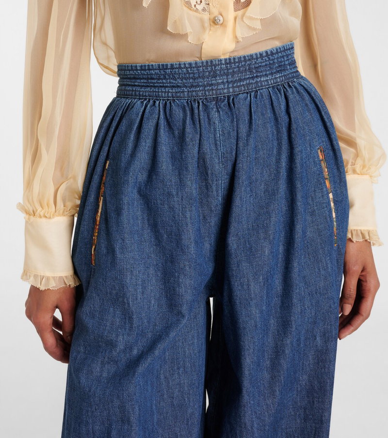 Valentino wide-leg denim trousers with patch pockets