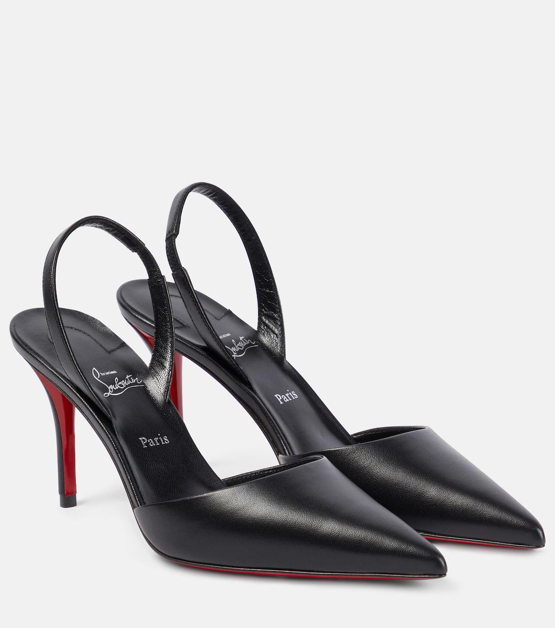 CHRISTIAN LOUBOUTIN Apostropha Leather Slingback Pumps in Black | Endource