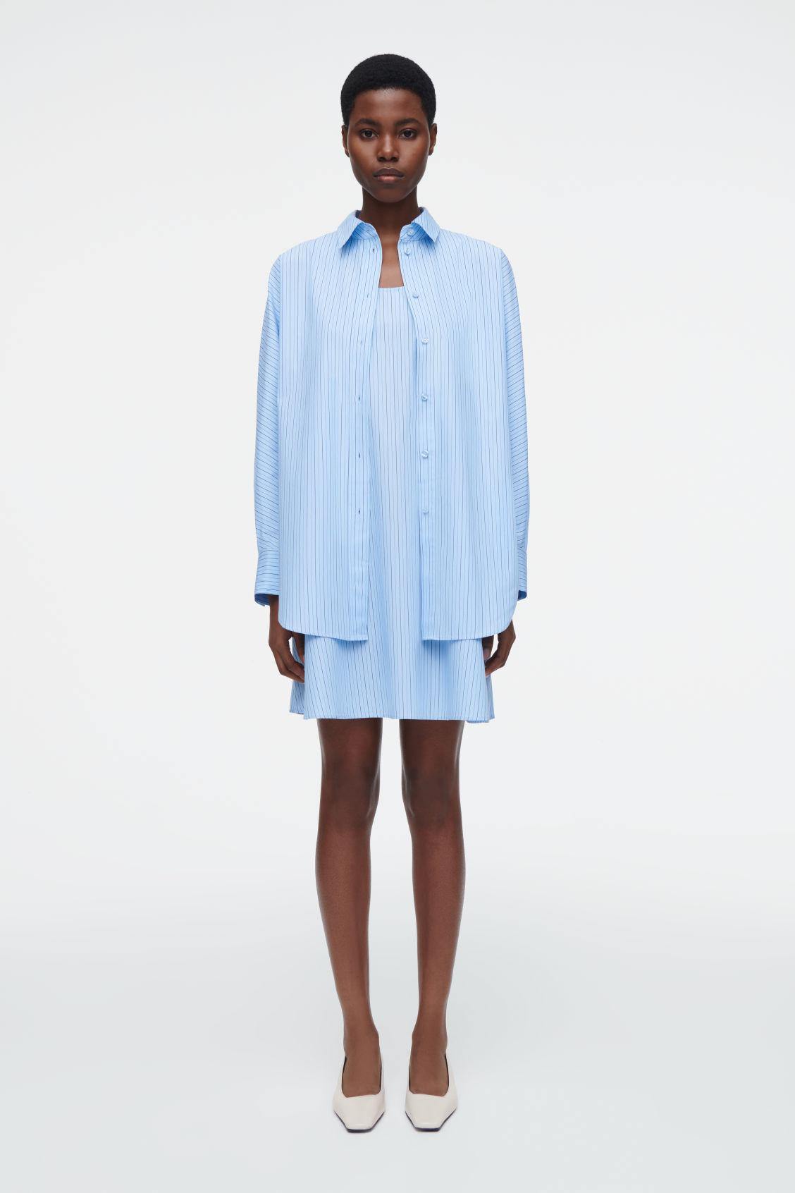 layered striped trapeze shirt dress 50% off COS SU26JULY