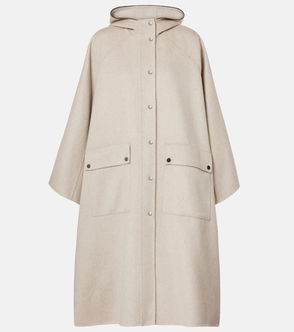 BRUNELLO CUCINELLI beige hooded wool coat