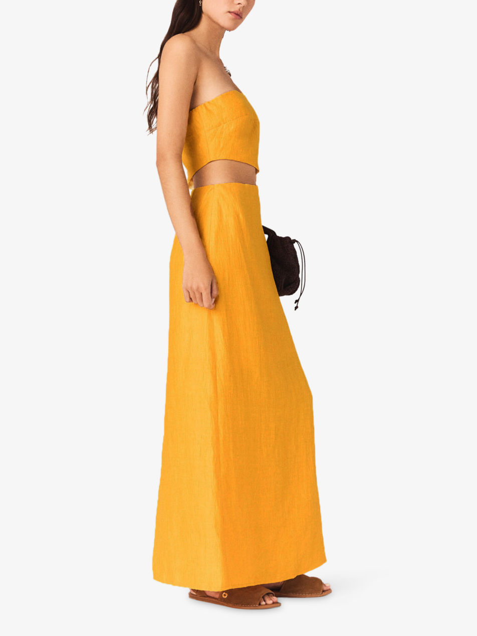 MAJE Asymmetrical Cut-Out Linen-Blend Maxi Dress | endource