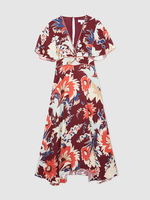 REISS Claire Pleated Fitted Midi Dress | endource