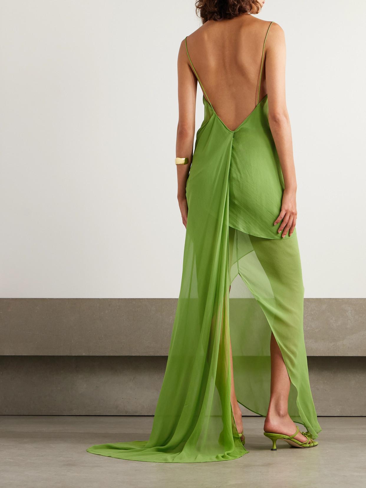 CHRISTOPHER ESBER Draped Layered Silk-Georgette Maxi Dress | endource