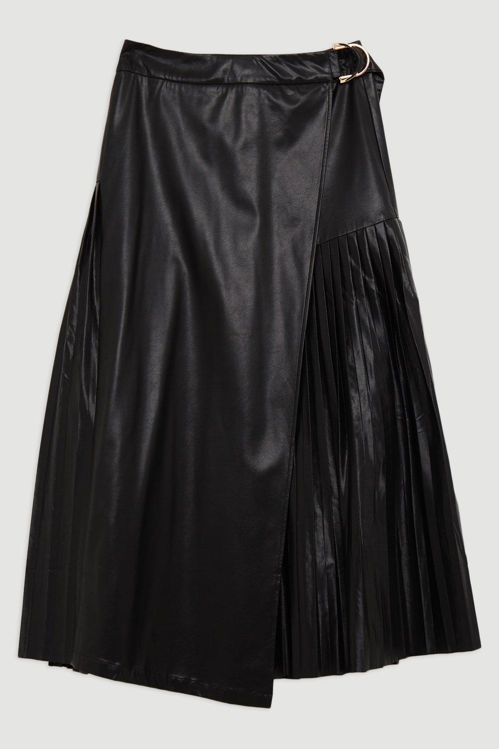 Leather Paneled Midi Skirt