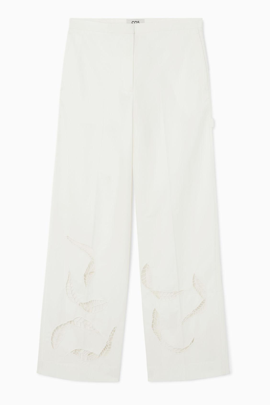MUSERA Tie Front Broderie Anglaise Wide Leg Trousers Cover Up Beach Swim Summer V | ChicGrl