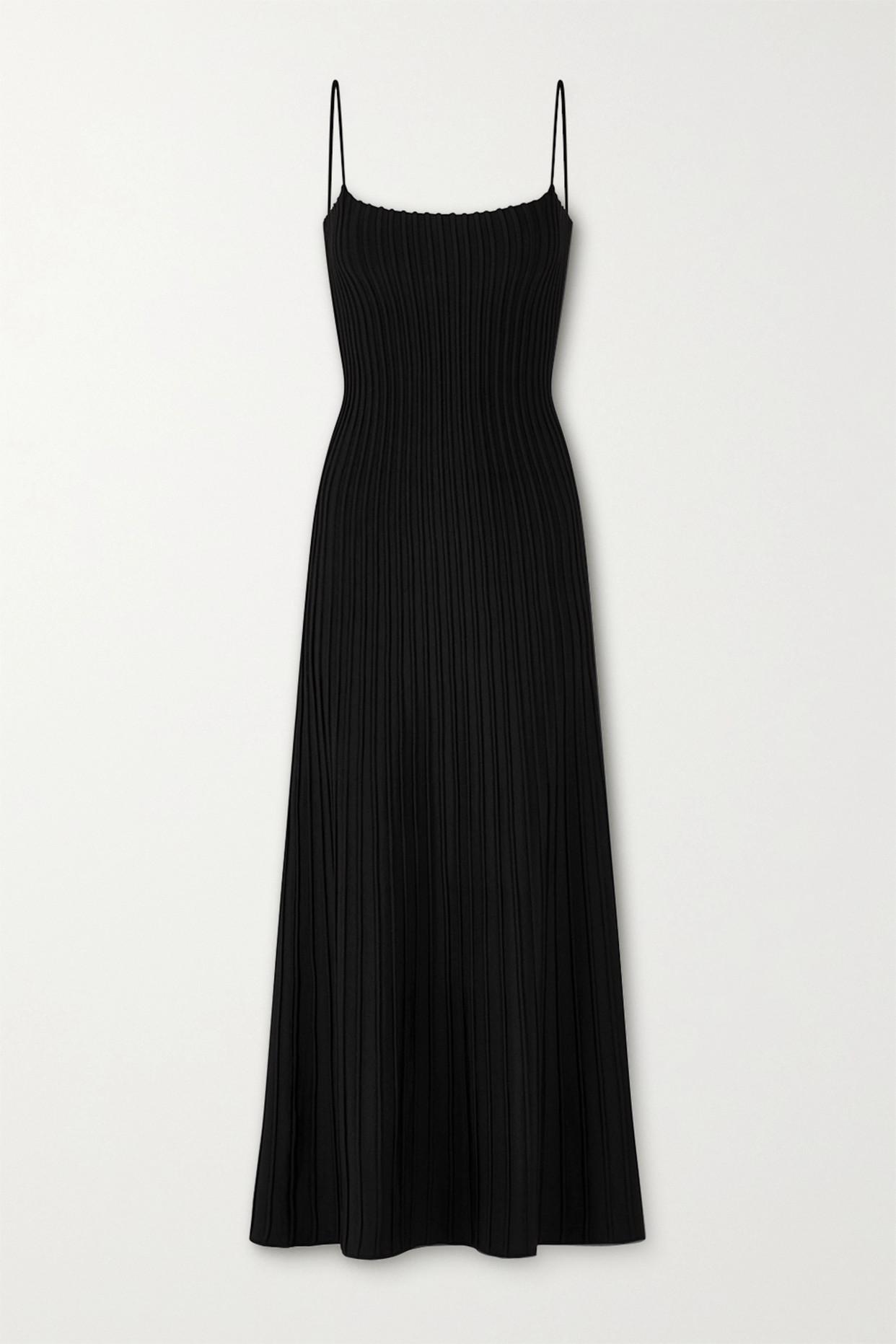 CASASOLA Carlotta Ribbed Stretch-Knit Midi Dress in Black | Endource