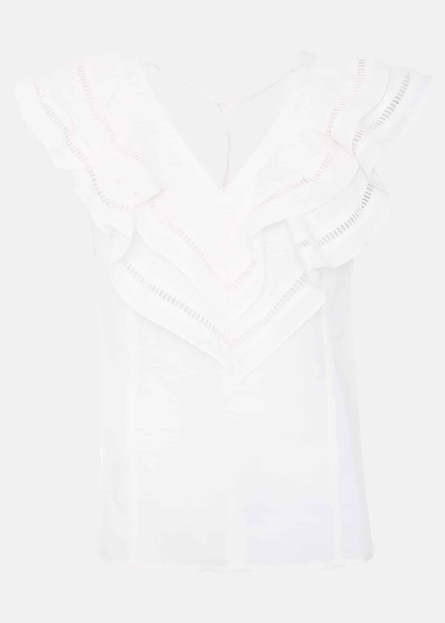 PHASE EIGHT Rosey Linen Ruffle Top in Ivory | endource