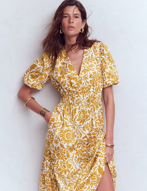 beyond linen blend mini dress Beyond Linen Blend Mini Dress Yellow main image 1