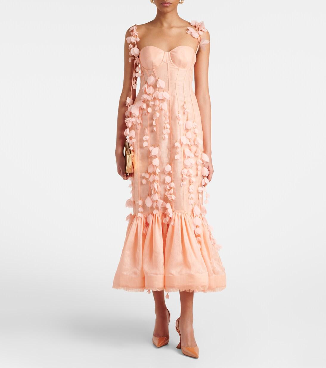 ZIMMERMANN Dawning Linen And Silk Midi Dress | endource
