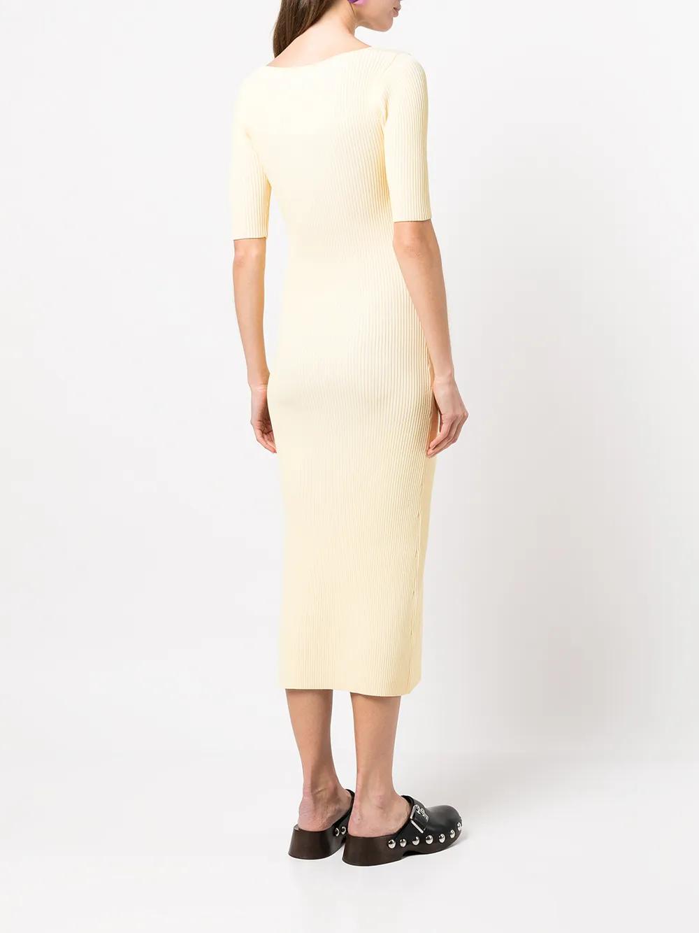 GANNI Melange-effect Knit Dress - Yellow | endource
