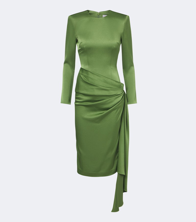 alex perry green dress Draped Crêpe Satin Midi Gowns