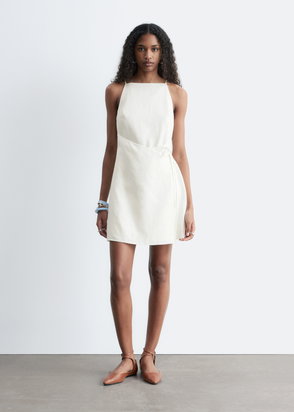 REFORMATION Andie Frilled Linen Mini Dress | endource