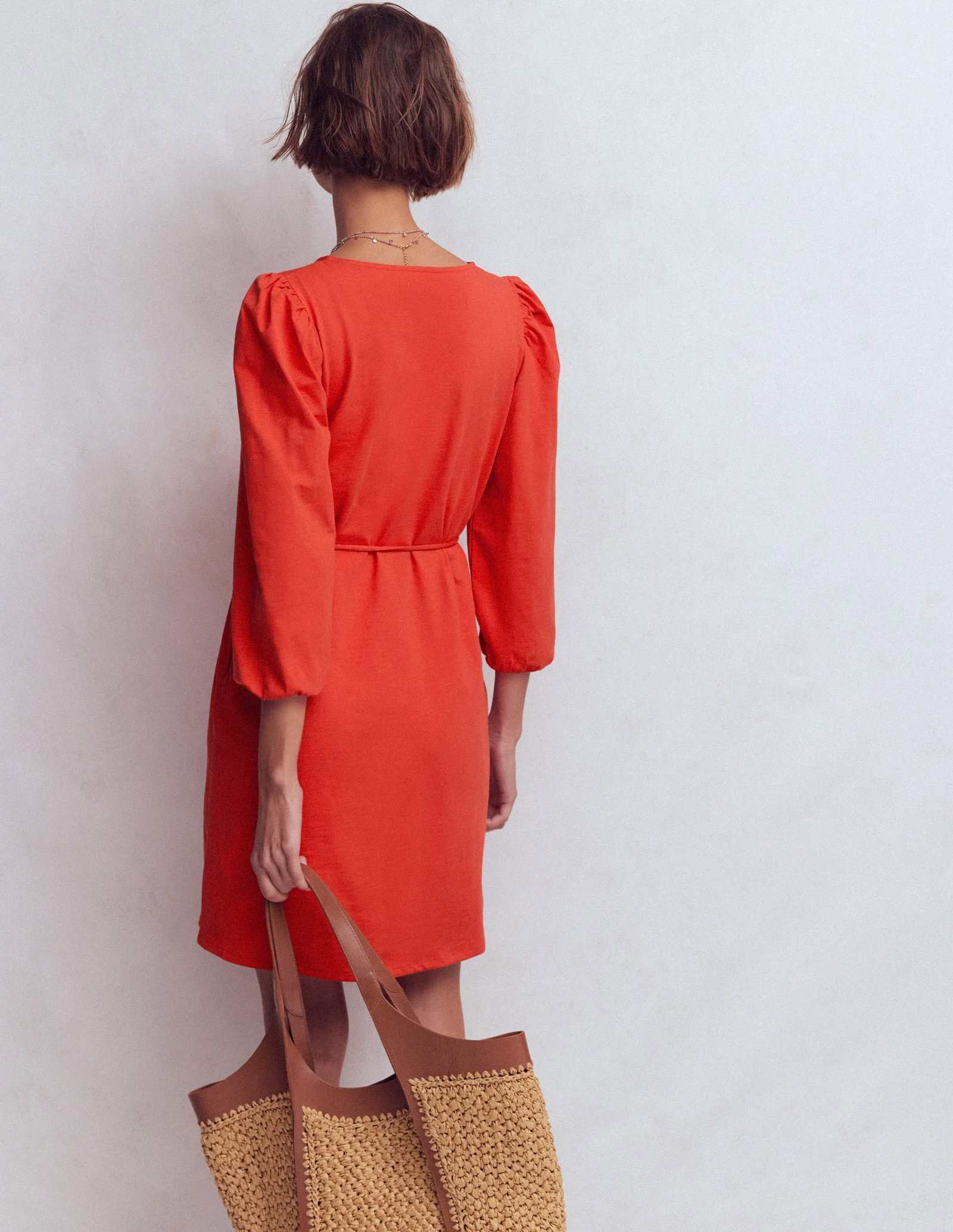 open lace back dress Florence Linen Blend Dress-Orange, Ornamental Garden main image 1