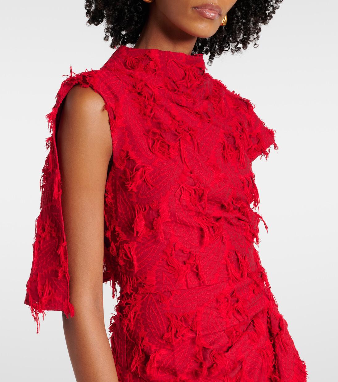 chinese dress ladies Erdem Fall 2015 Red Guipure Lace Long Sleeve Cocktail Dress