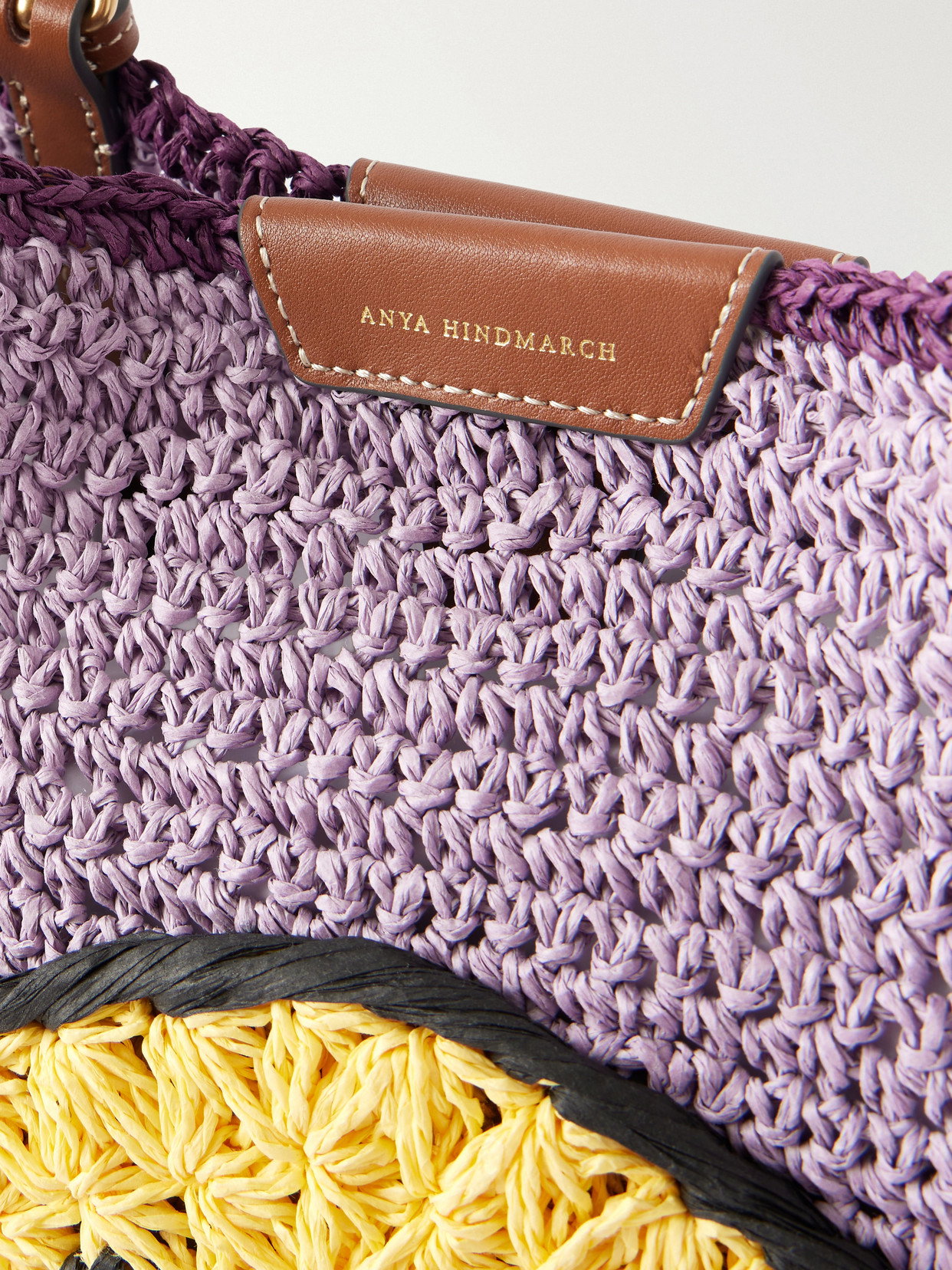 ANYA HINDMARCH Wink Leather-Trimmed Raffia Tote | endource