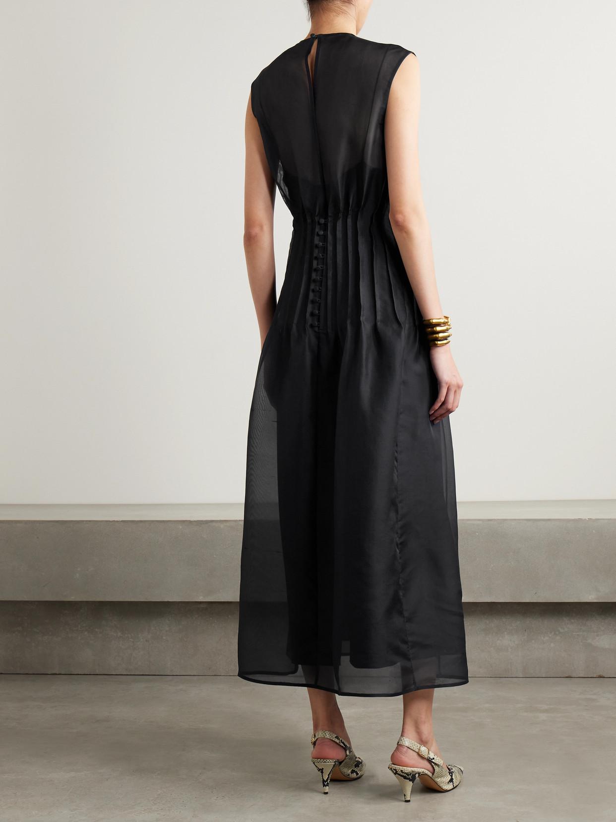 KHAITE Wes Pintucked Silk-Organza Maxi Dress | endource KHAITE Wes Pintucked Silk-Organza Maxi Dress | endource