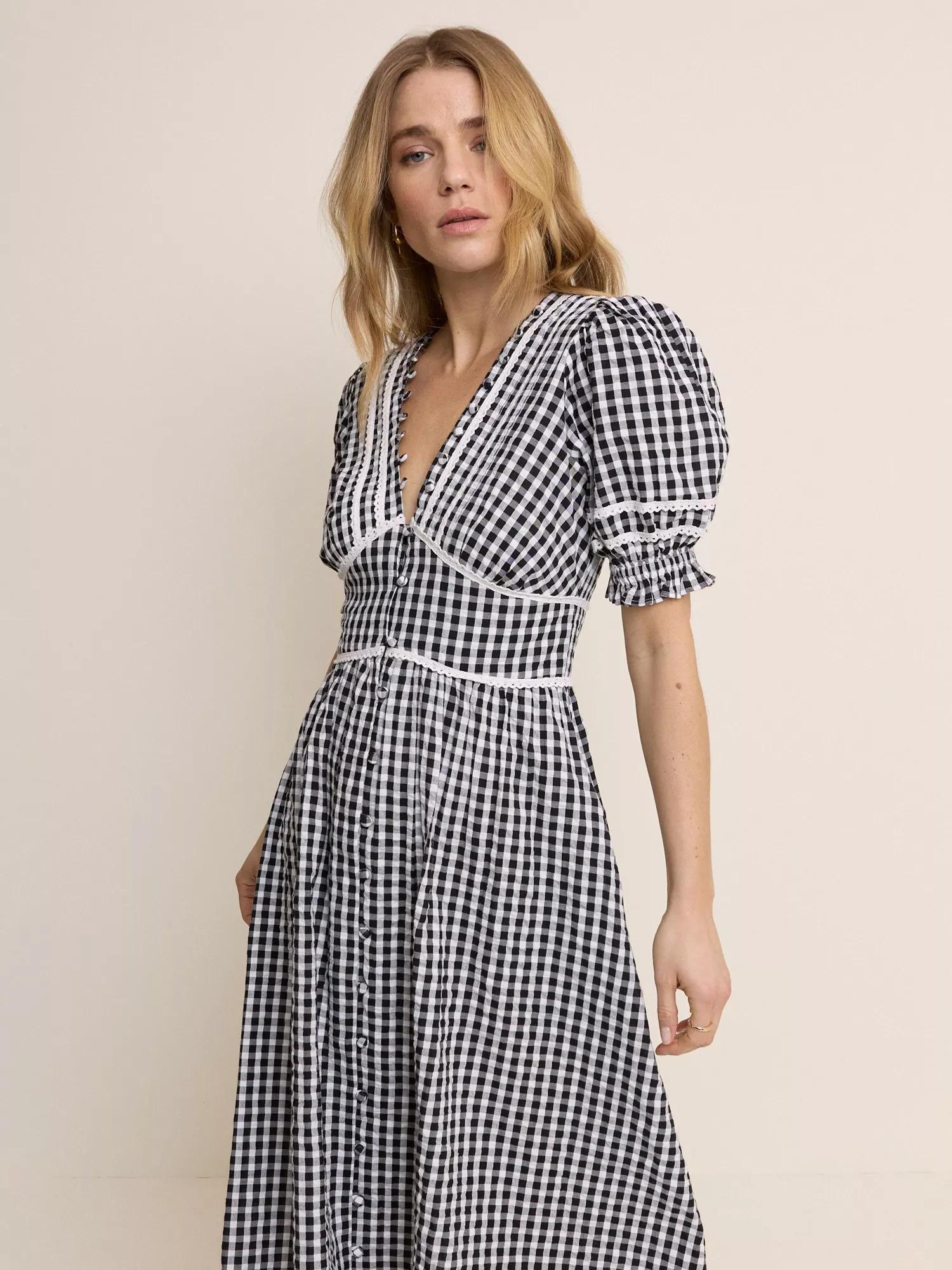 knee length dresses for ladies Cream Ditsy Floral Saffy Midi Dress